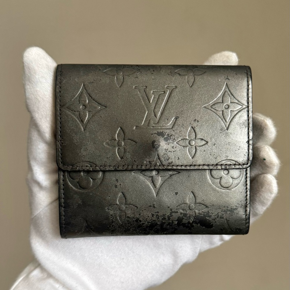 Louis Vuitton Matte Dark Gray Monogram Compact Wallet - Picture 2 of 15